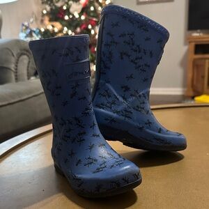 Blue Rain Boots with Ant Print